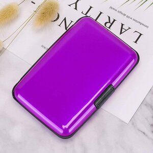 Purple - Metal Wallet Credit Card Holder, Women Men Aluminum RFID, Hard Case